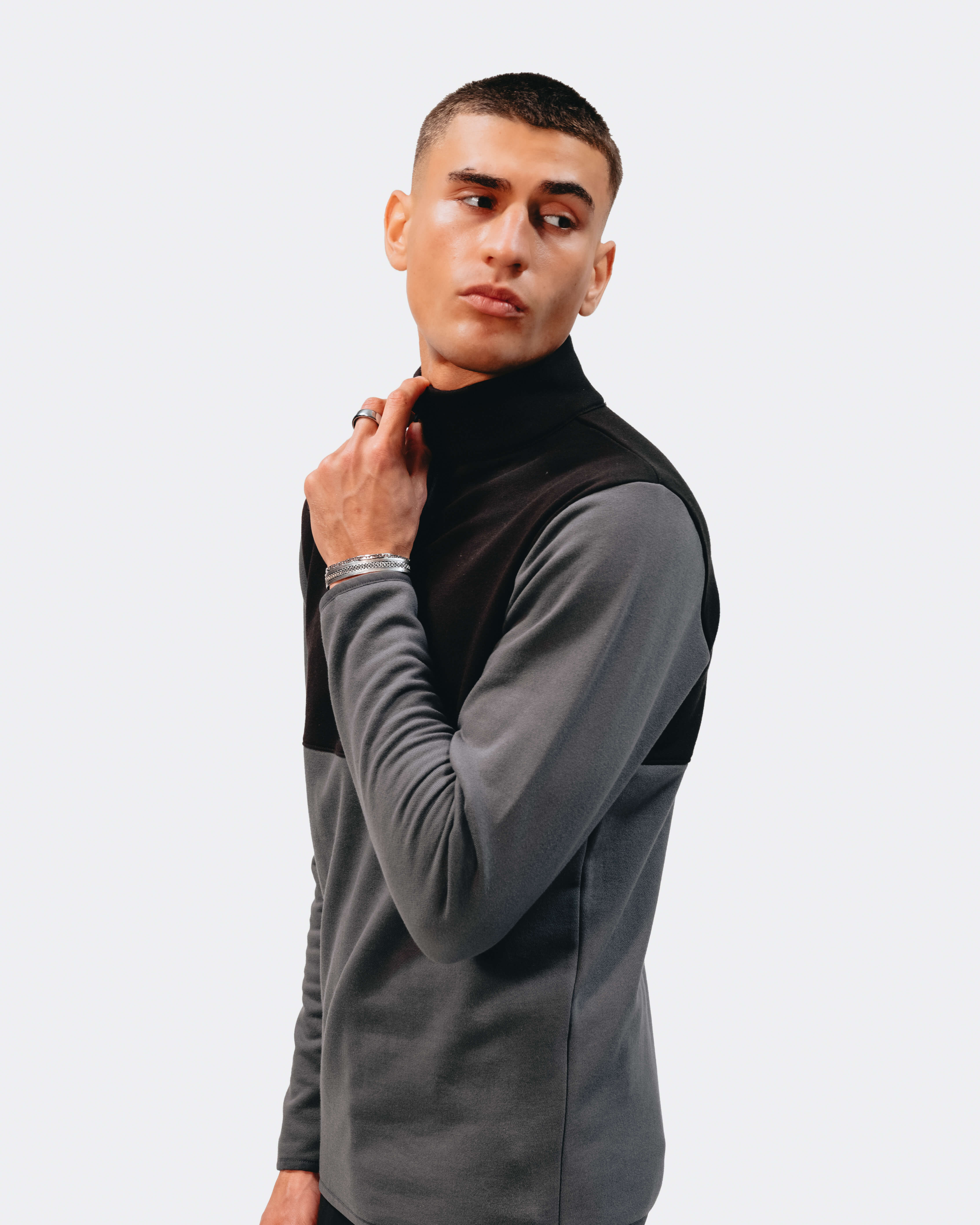Quater zip long sleeve - Meterorite / Asphalt