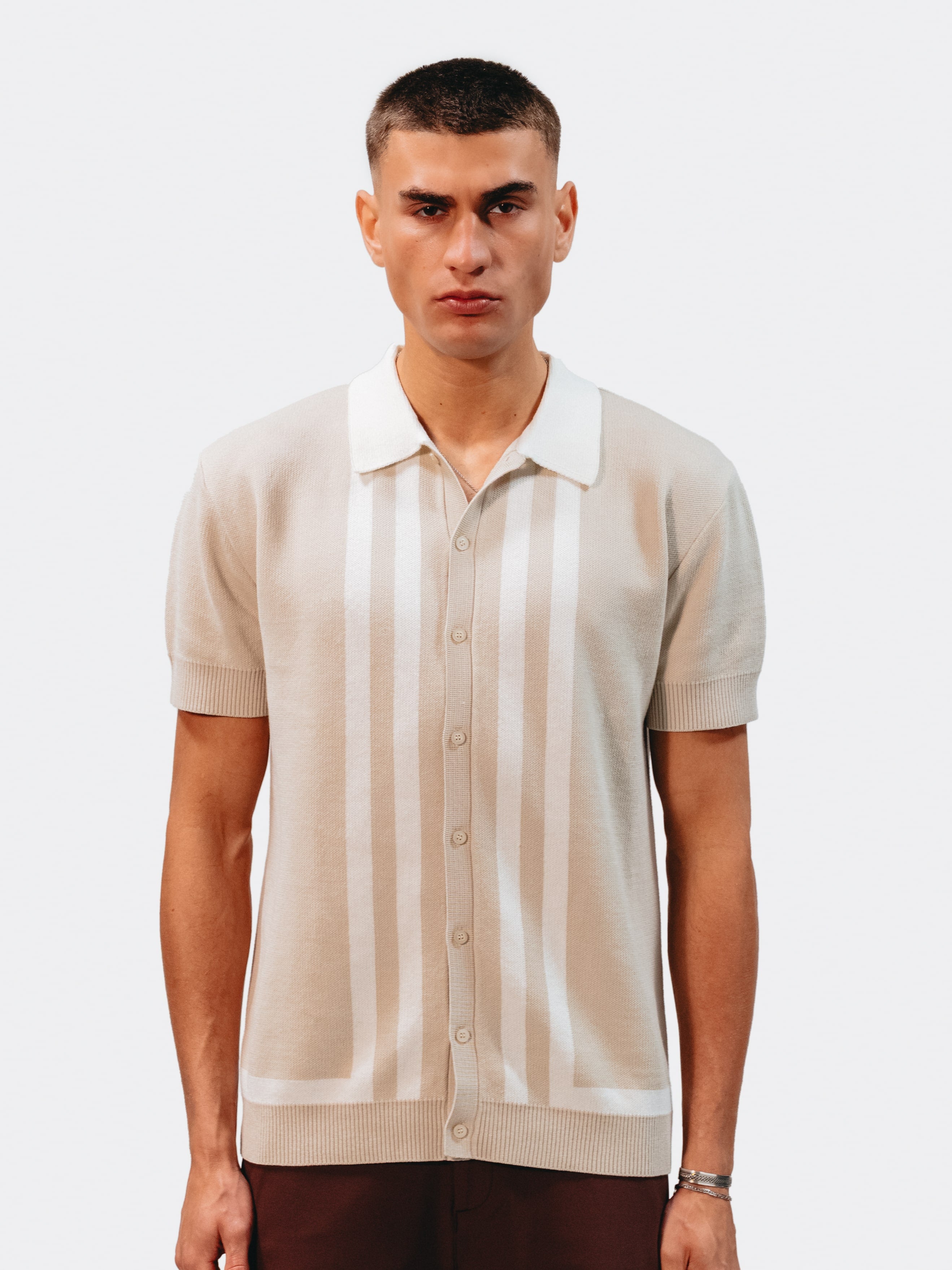 Bohème Knit Polo - Cloud Dancer / French Oak