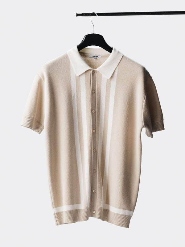 Bohème Knit Polo - Cloud Dancer / French Oak - Pinetree