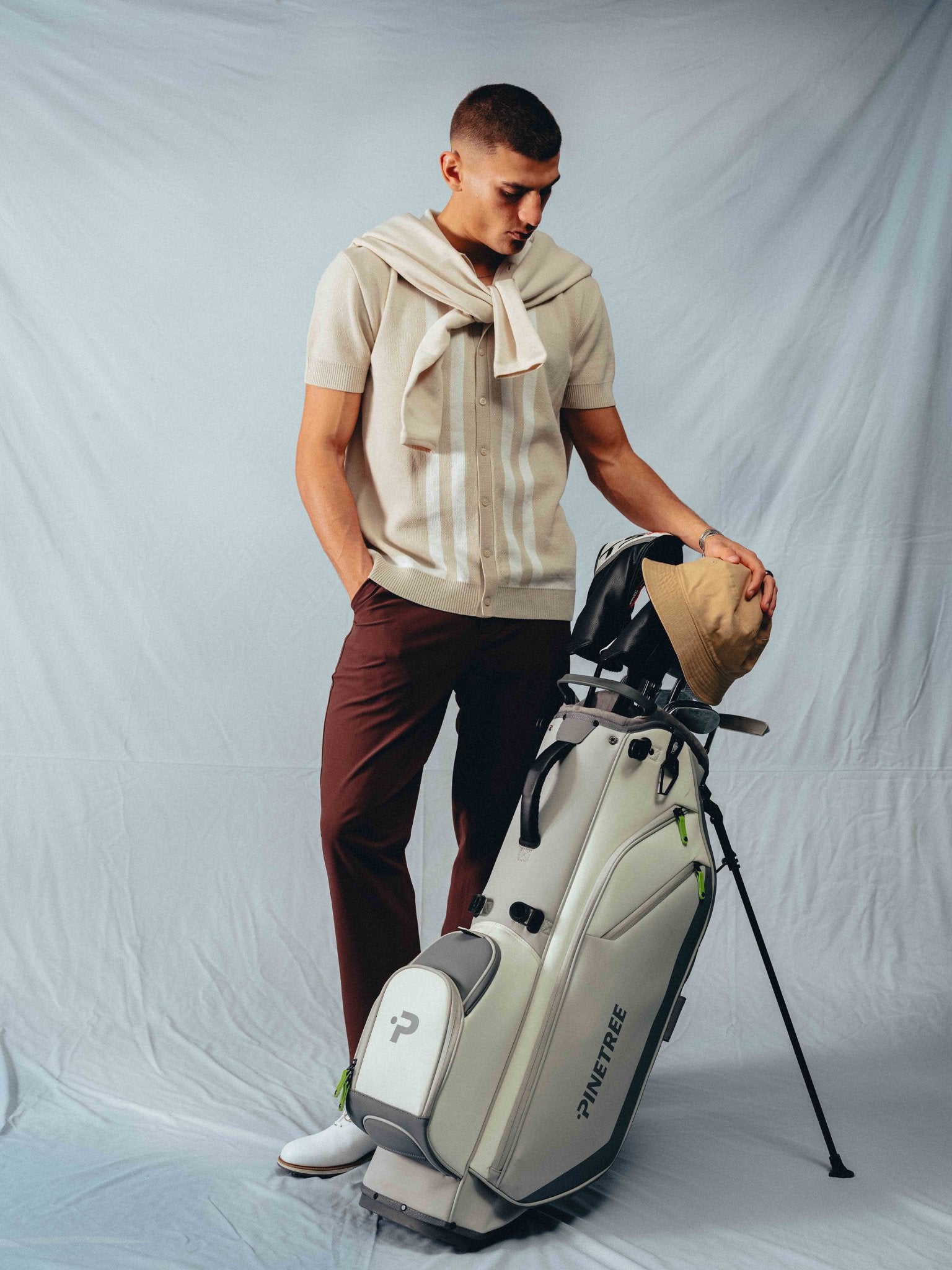Bohème Knit Polo - Cloud Dancer / French Oak - Pinetree