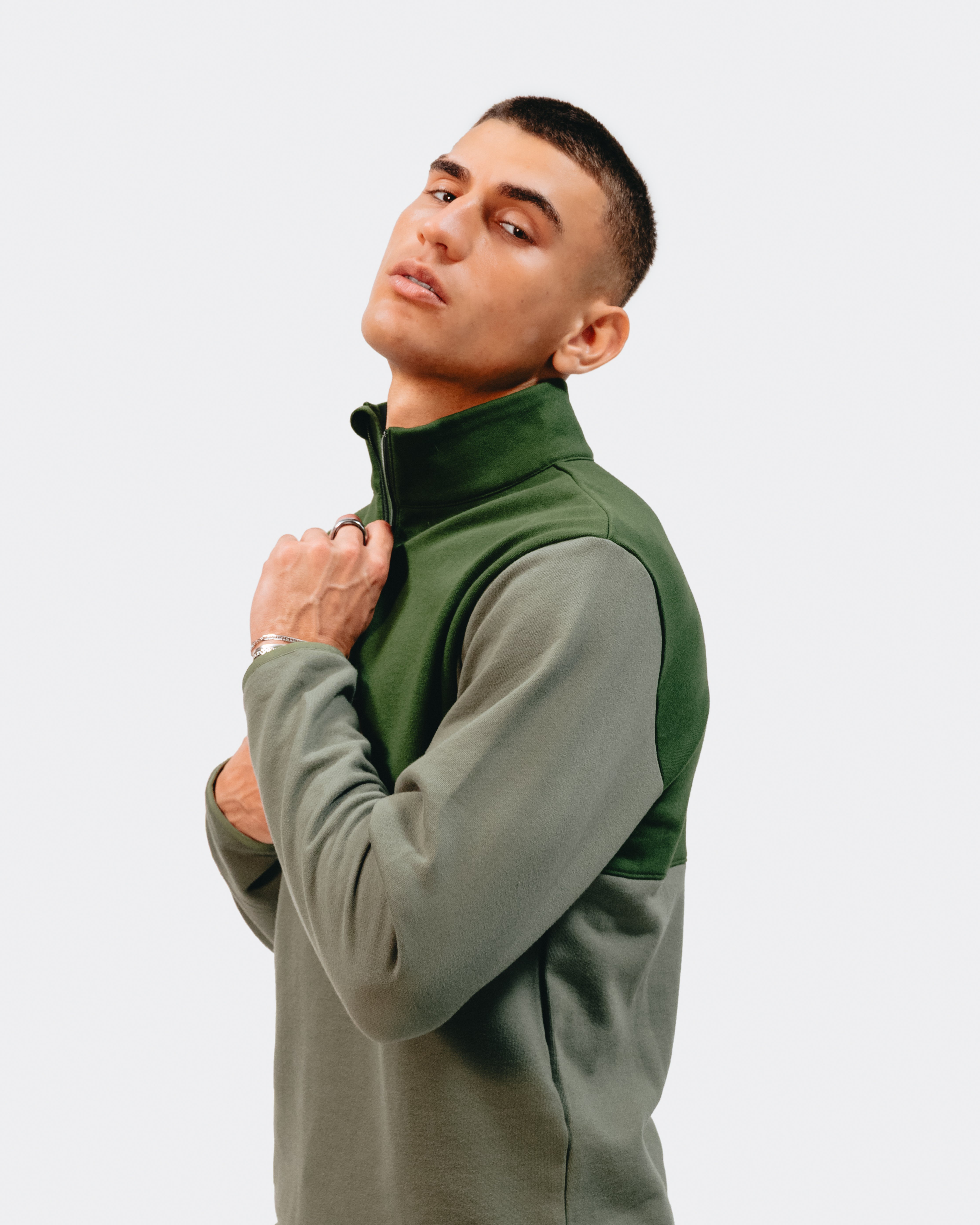 Quater zip long sleeve - Four Leaf Clover / Douglas Fir