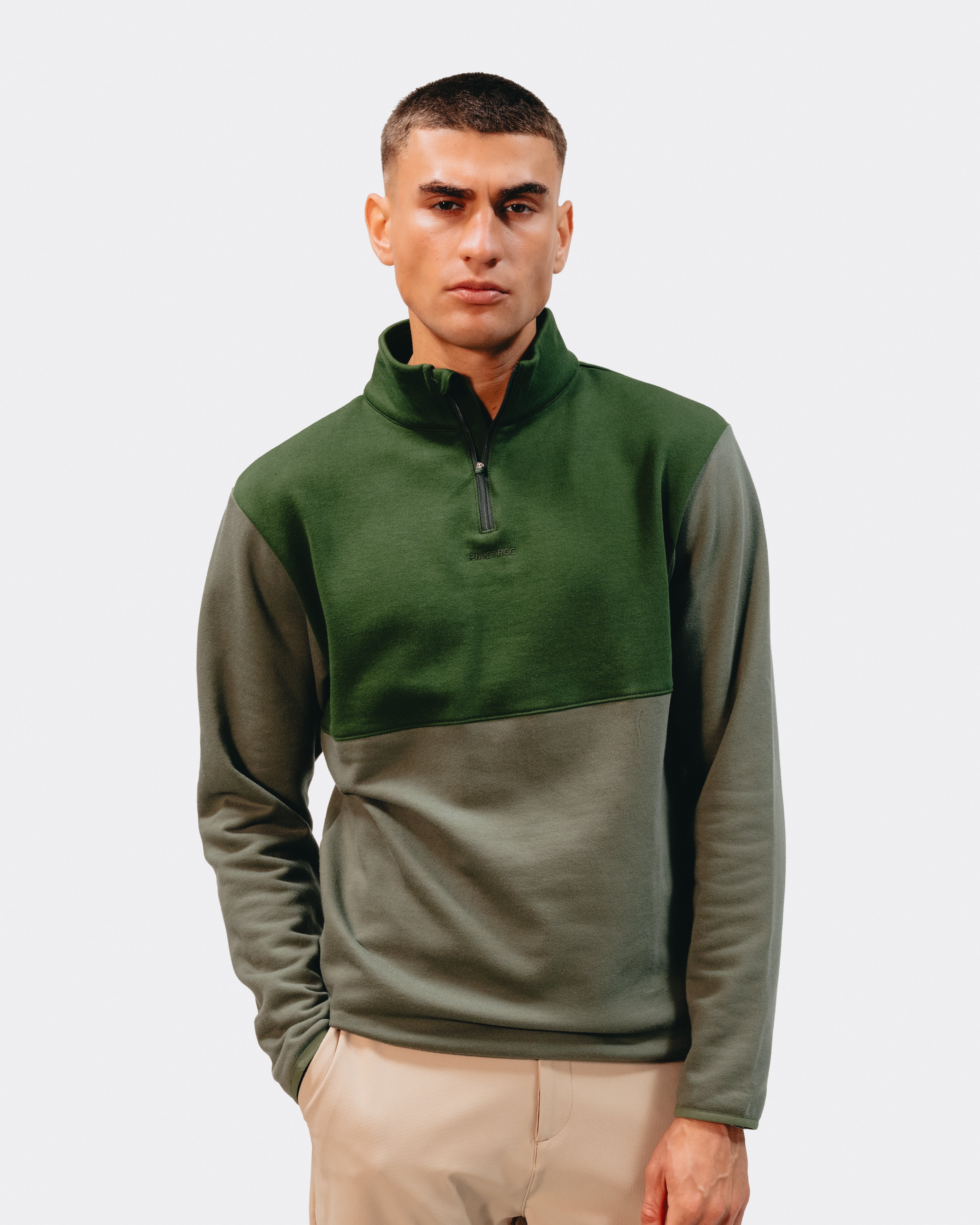 Quater zip long sleeve - Four Leaf Clover / Douglas Fir