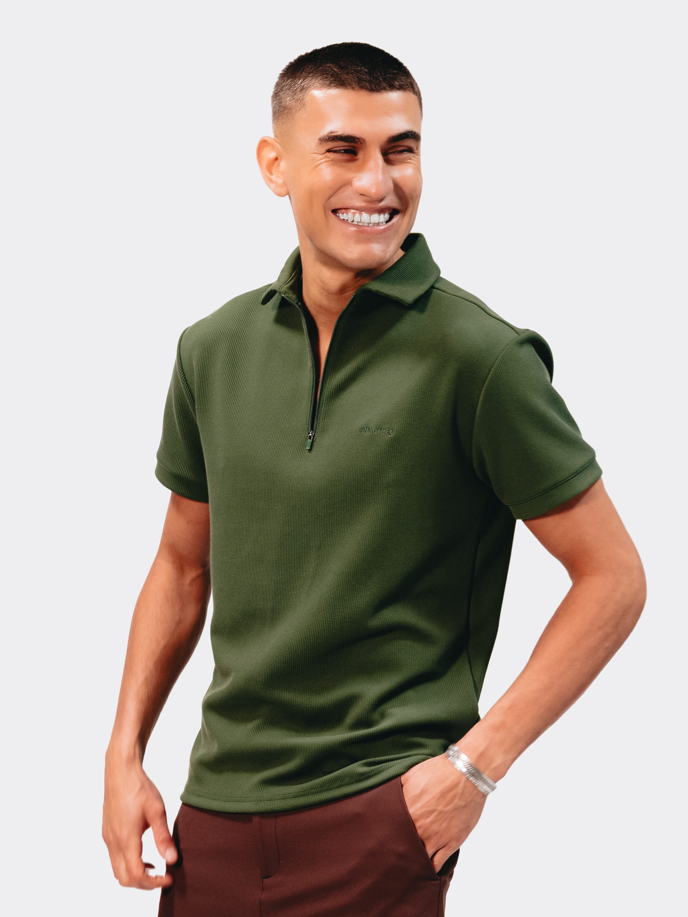 Contour Polo w. zipper - Douglas Fir