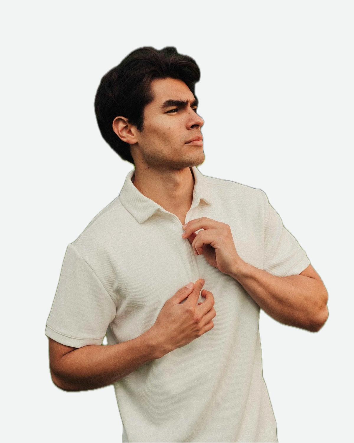 Contour Polo zipper - Cloud Dancer - Pinetree