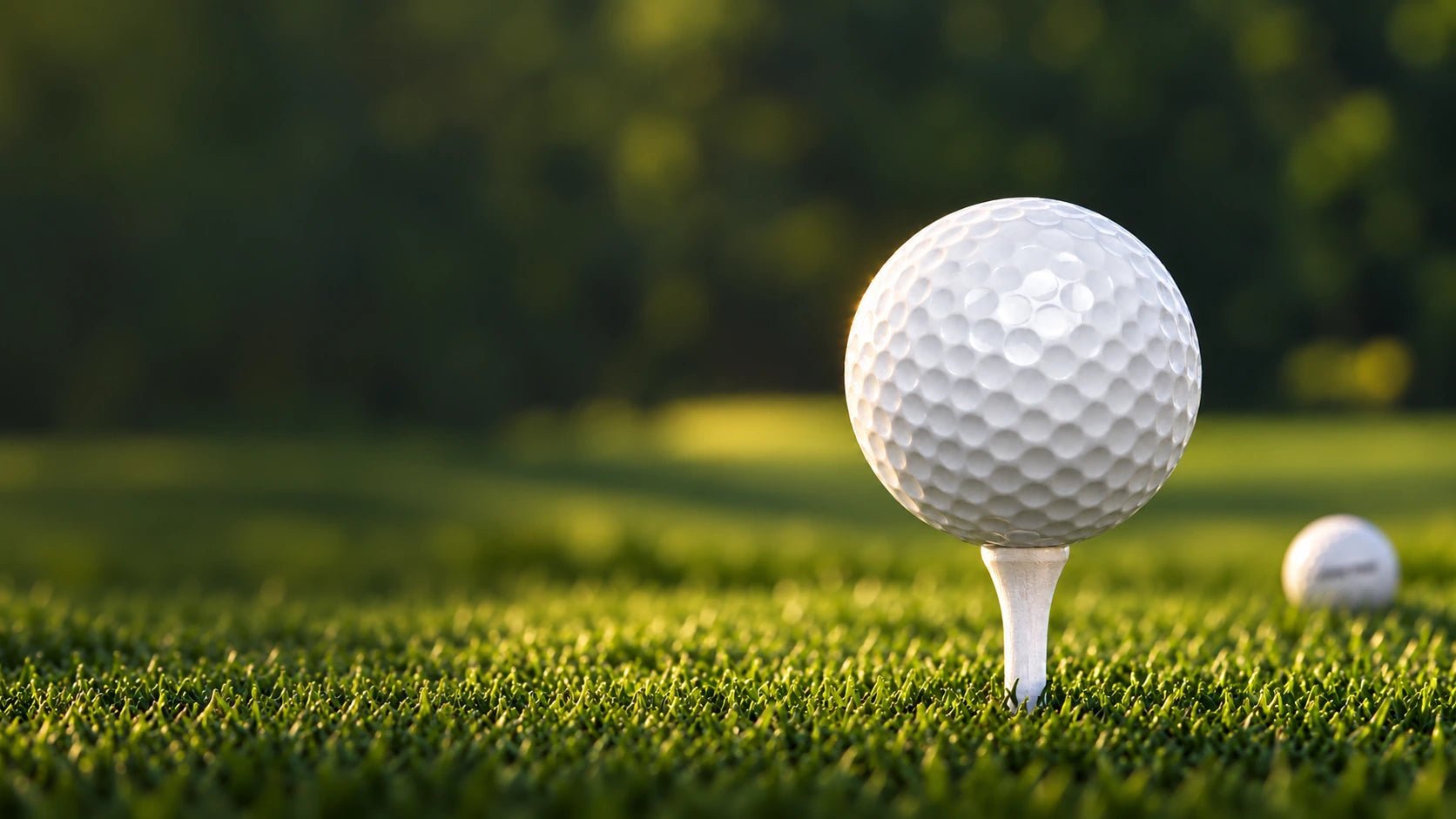Hvid golfbold på tee i græsset